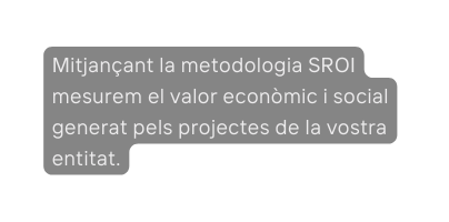 Mitjançant la metodologia SROI mesurem el valor econòmic i social generat pels projectes de la vostra entitat